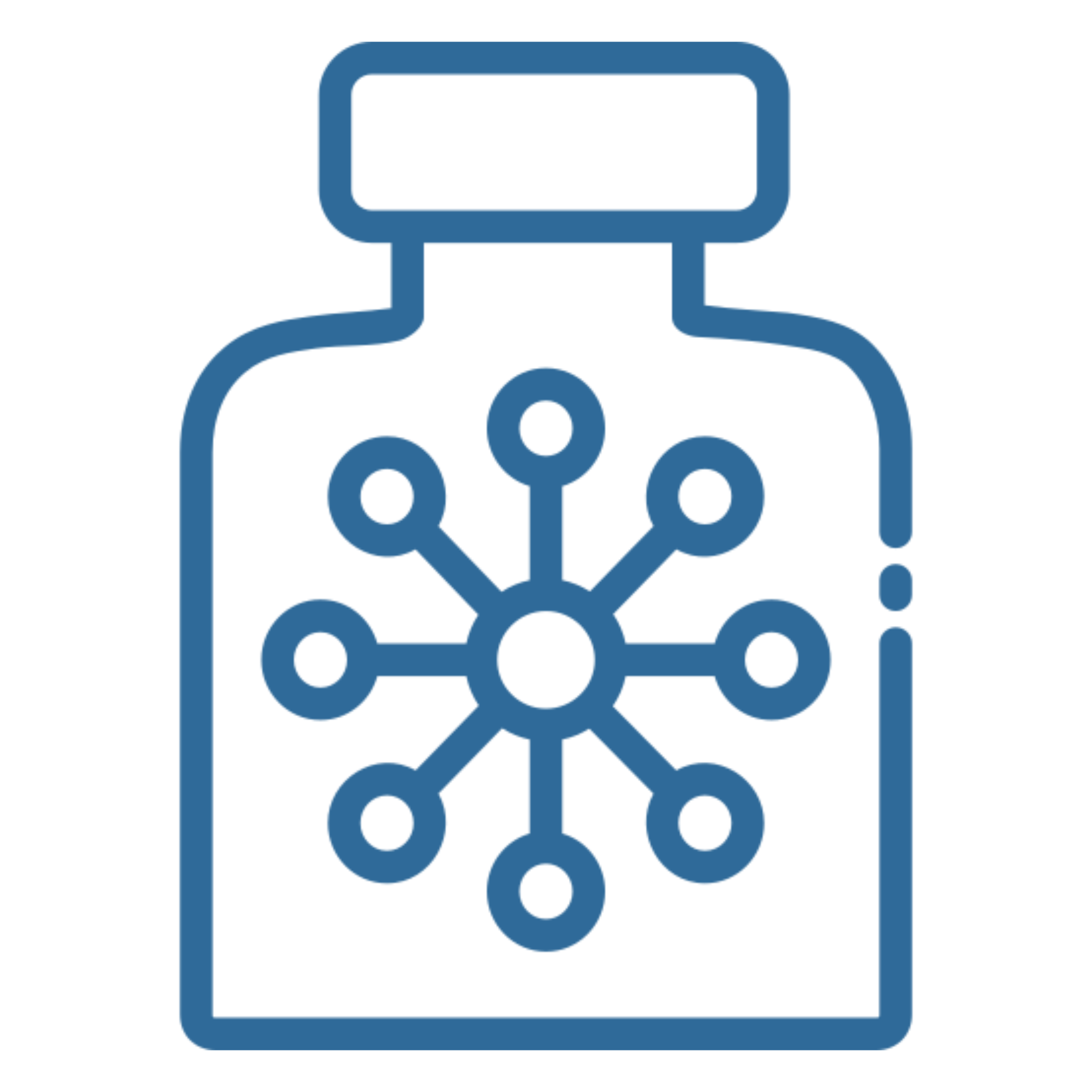 Blue outline of a medicine bottle icon.
