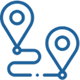 Route with two location markers icon.