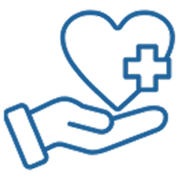 Hand holding heart with medical cross.